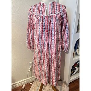 Lanz of Salzburg Red Nordic Striped Flannel Traditioinal Nightgown sz XS Cottage
